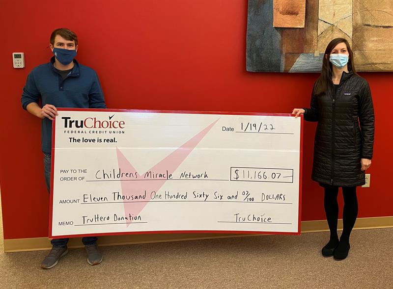 TruChoice Check Donation to Childrens miracle network $11,166.07
